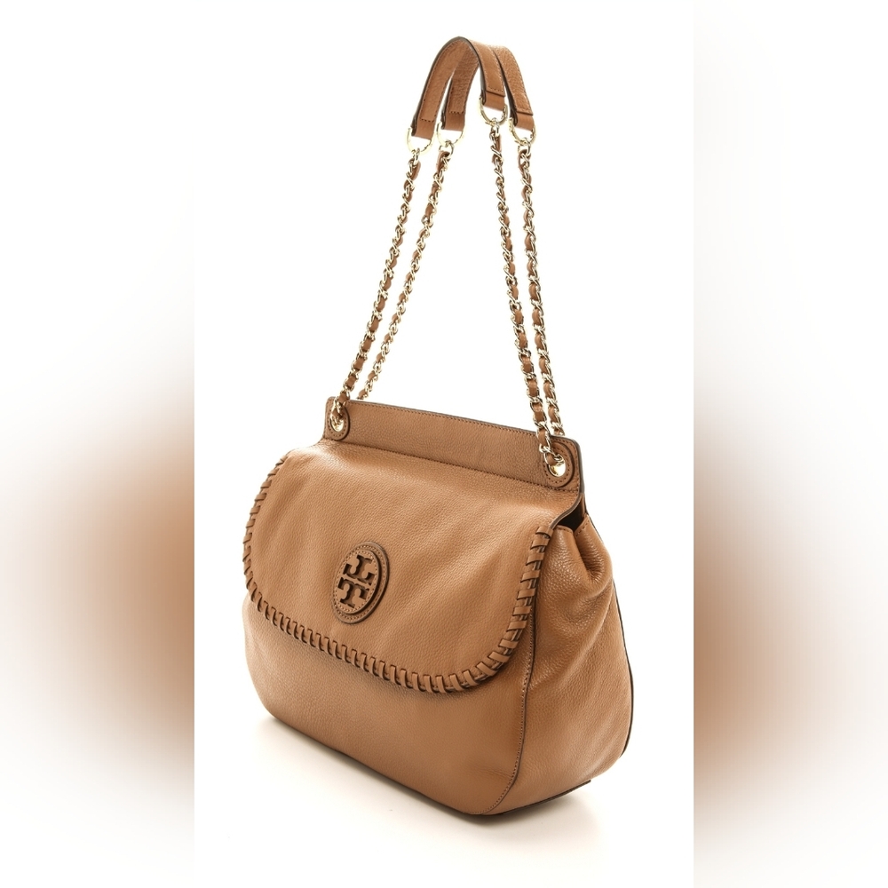 Tory Burch Designer Tan Camel Marion Saddle Bag purse